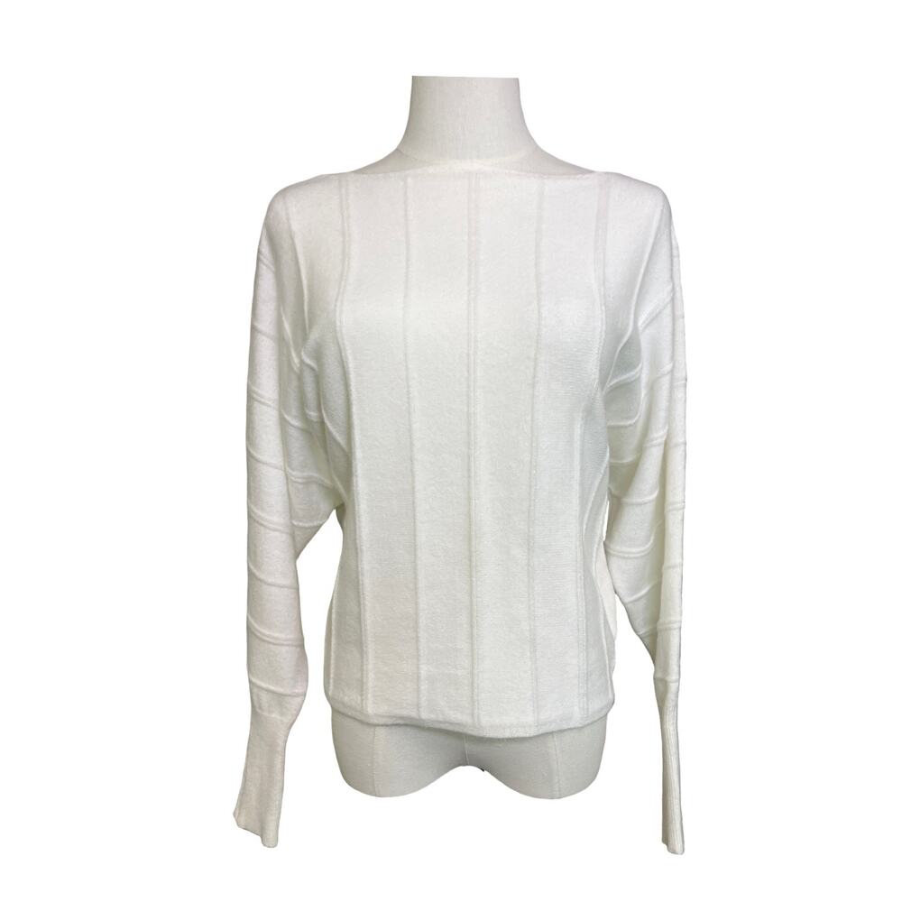 Magaschoni Ivory Cashmere Feel Dolman Sweater Womens S/M Relaxed Fit